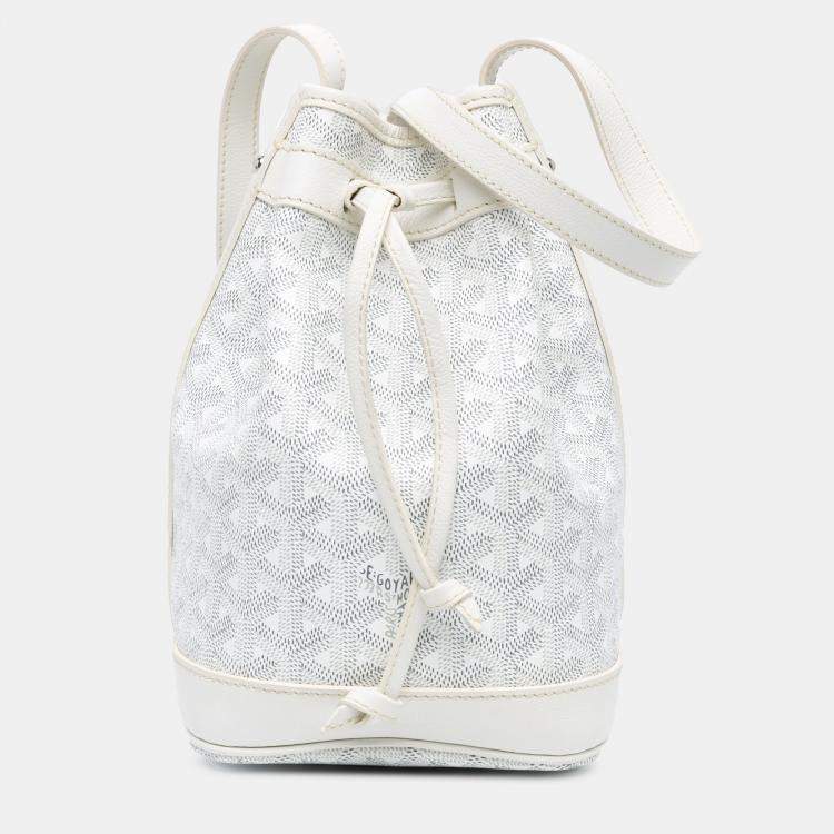 Pre Owned Goyard Petit Flot White Goyardine Canvas Bucket Bag