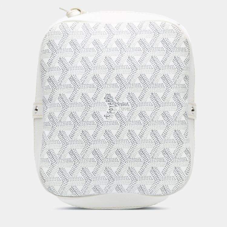 Pre Owned Goyard Petit Flot White Goyardine Canvas Bucket Bag