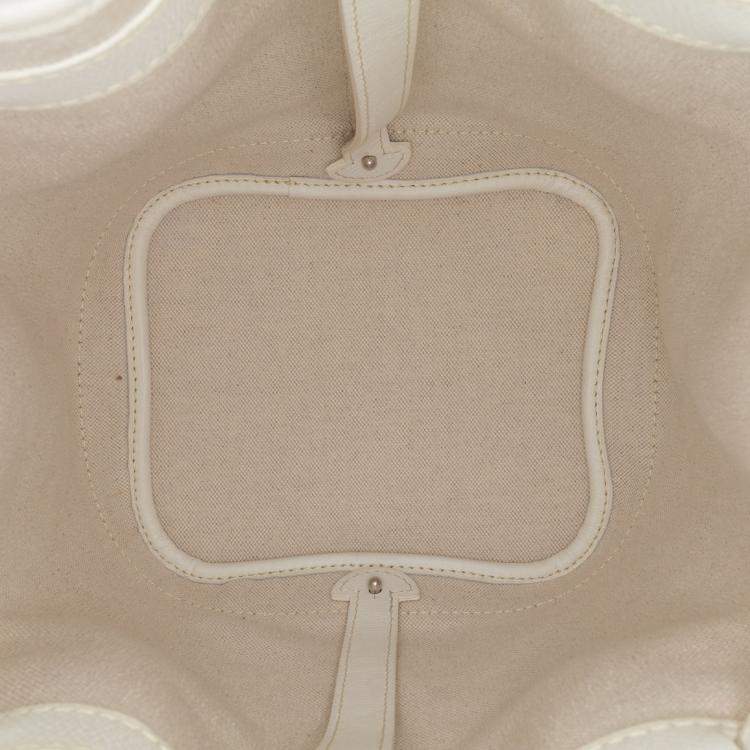 Pre Owned Goyard Petit Flot White Goyardine Canvas Bucket Bag