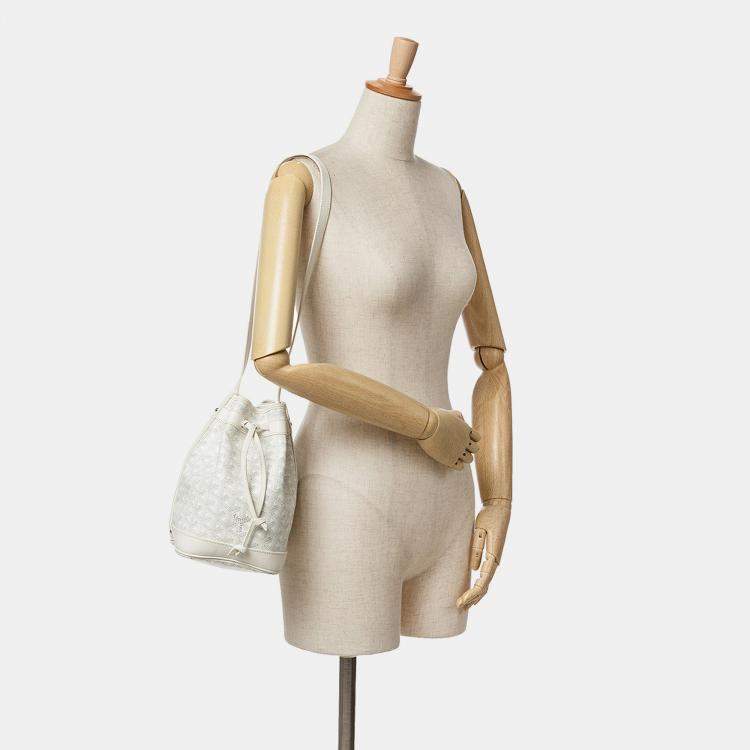 Pre Owned Goyard Petit Flot White Goyardine Canvas Bucket Bag