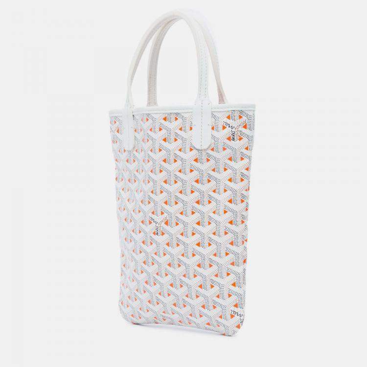 Pre Owned Goyard Poitiers Claire Voie White Goyardine Shoulder Bag