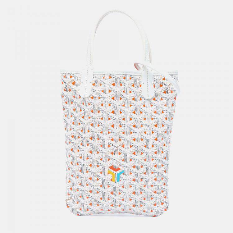 Pre Owned Goyard Poitiers Claire Voie White Goyardine Shoulder Bag