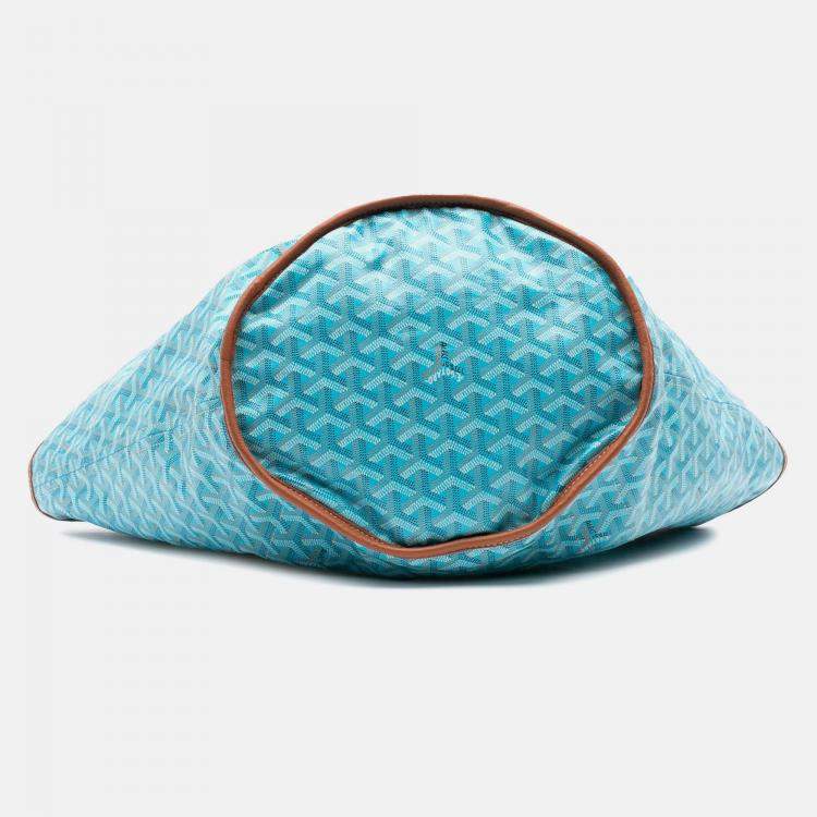 Pre Owned Goyard Belharra Blue Goyardine Tote Bag