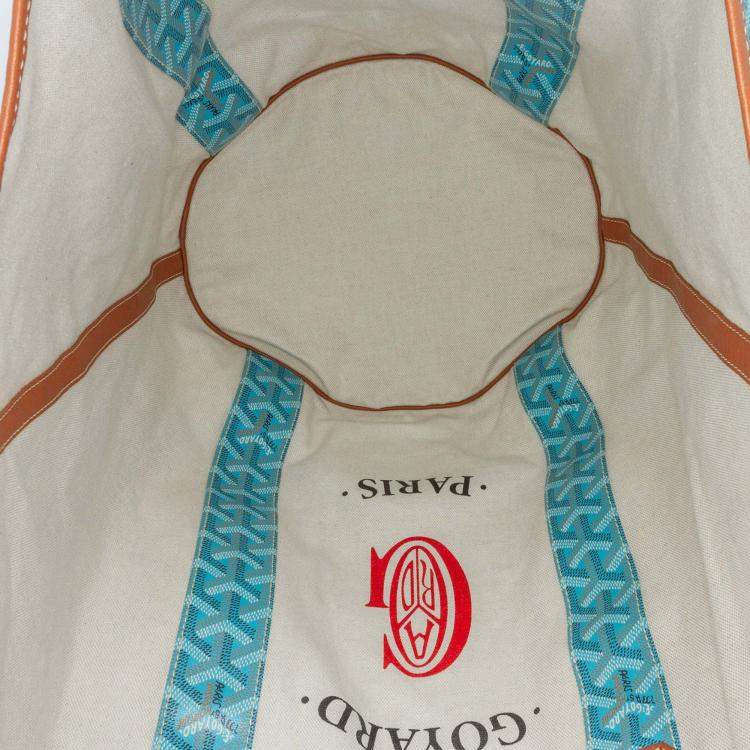Pre Owned Goyard Belharra Blue Goyardine Tote Bag