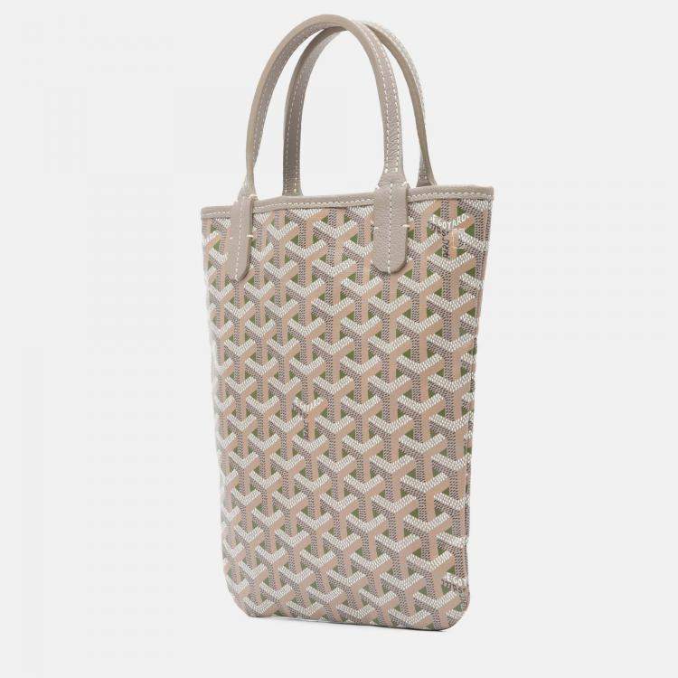 Pre Owned Goyard Poitiers Claire Voie Grey Goyardine Shoulder Bag