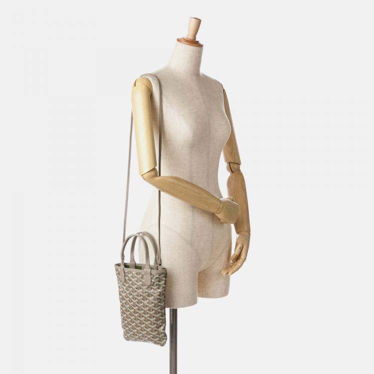 Pre Owned Goyard Poitiers Claire Voie Grey Goyardine Shoulder Bag
