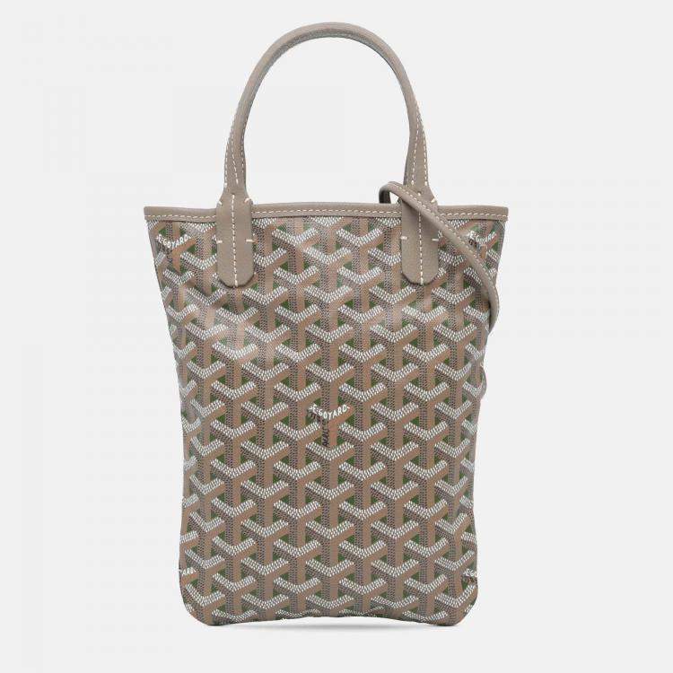 Pre Owned Goyard Poitiers Claire Voie Grey Goyardine Shoulder Bag