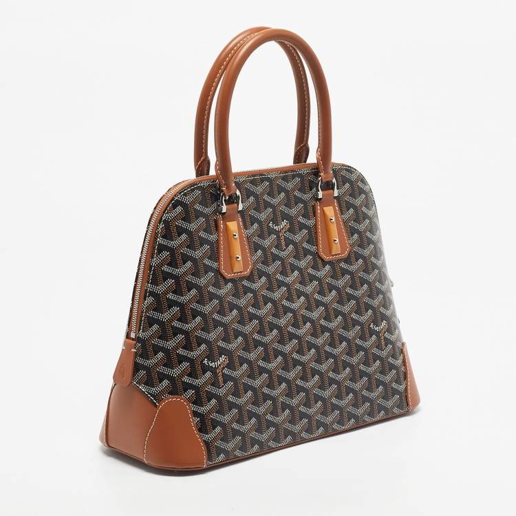 Pre Owned Goyard Brown Goyardine Coated Canvas and Leather Vendome PM Satchel