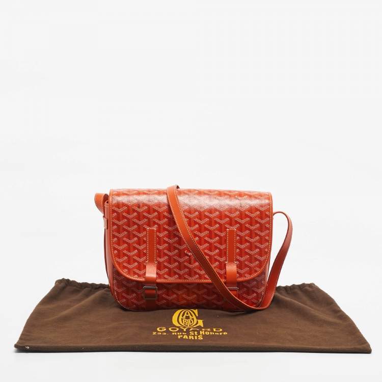 Pre Owned Goyard Orange Goyardine Coated Canvas Belvedere MM Saddle Bag