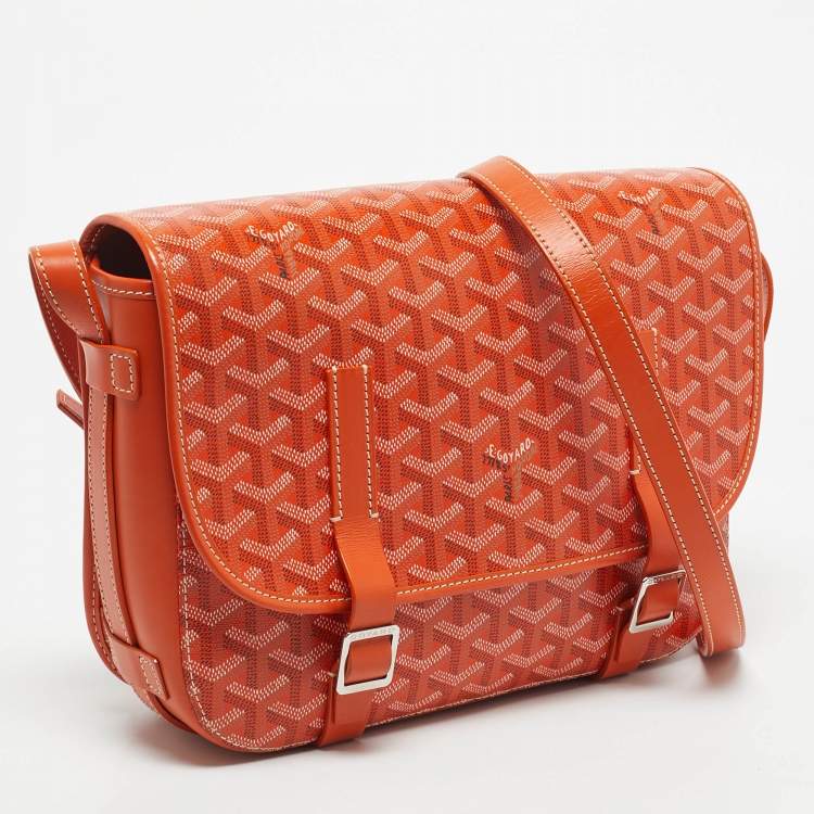 Pre Owned Goyard Orange Goyardine Coated Canvas Belvedere MM Saddle Bag