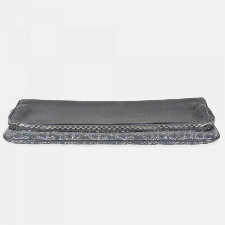 Pre Owned Goyard Grey Goyardine Canvas Sainte Marie Soft Clutch