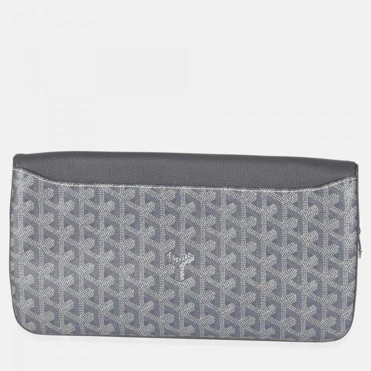 Pre Owned Goyard Grey Goyardine Canvas Sainte Marie Soft Clutch