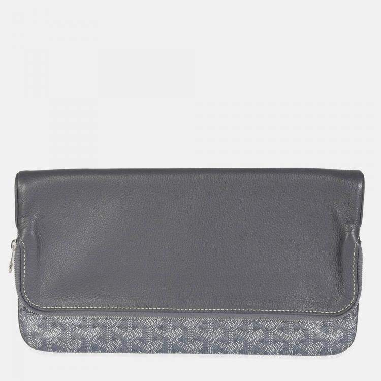 Pre Owned Goyard Grey Goyardine Canvas Sainte Marie Soft Clutch