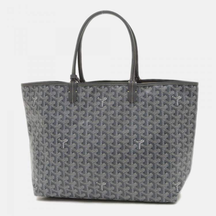 Pre Owned Goyard Saint Louis PM Grey Goyardine Canvas Tote Bag