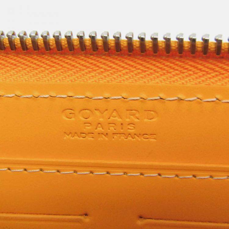 Pre Owned Goyard Matignon Yellow Coated Canvas Leather Long Wallet