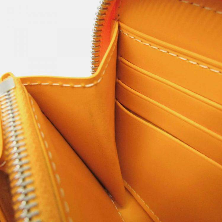 Pre Owned Goyard Matignon Yellow Coated Canvas Leather Long Wallet