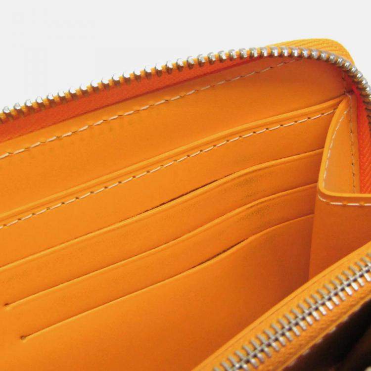 Pre Owned Goyard Matignon Yellow Coated Canvas Leather Long Wallet