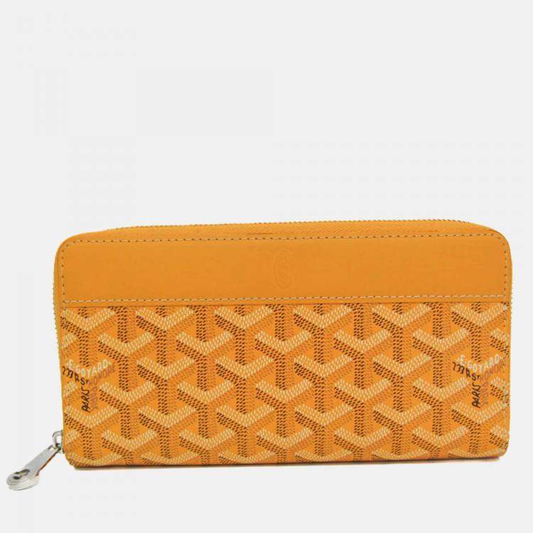 Pre Owned Goyard Matignon Yellow Coated Canvas Leather Long Wallet