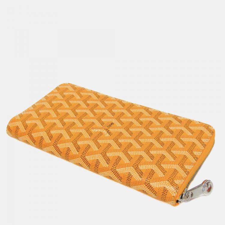 Pre Owned Goyard Matignon Yellow Coated Canvas Leather Long Wallet