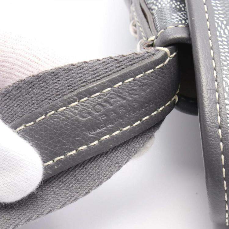 Pre Owned Goyard Capetien MM Grey White Coated Canvas and Leather Shoulder Bag