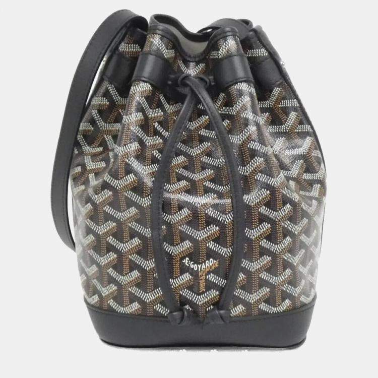 Pre Owned Goyard Petit Flo Black Coated Canvas Shoulder Bag