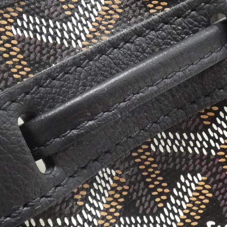 Pre Owned Goyard Petit Flo Black Coated Canvas Shoulder Bag