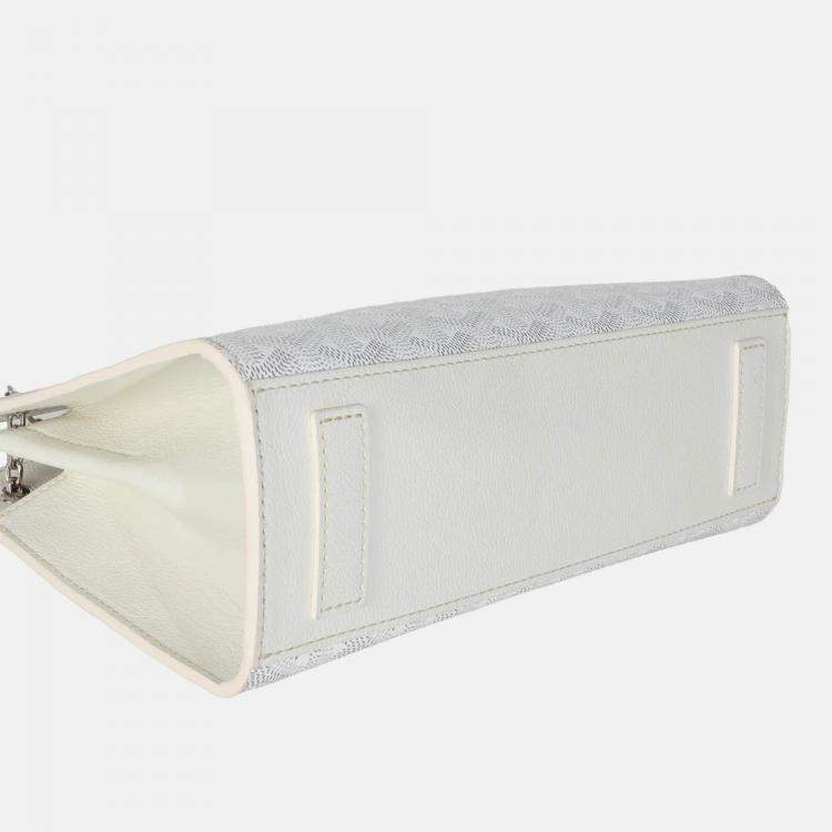Pre Owned Goyard White Goyardine Canvas Rouette Structure PM