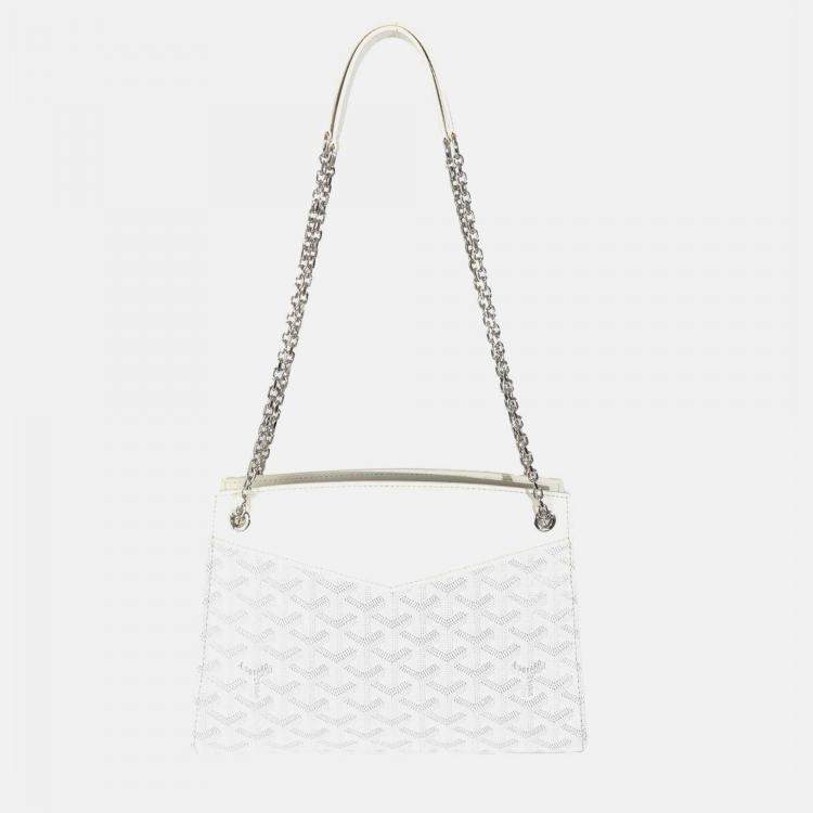 Pre Owned Goyard White Goyardine Canvas Rouette Structure PM