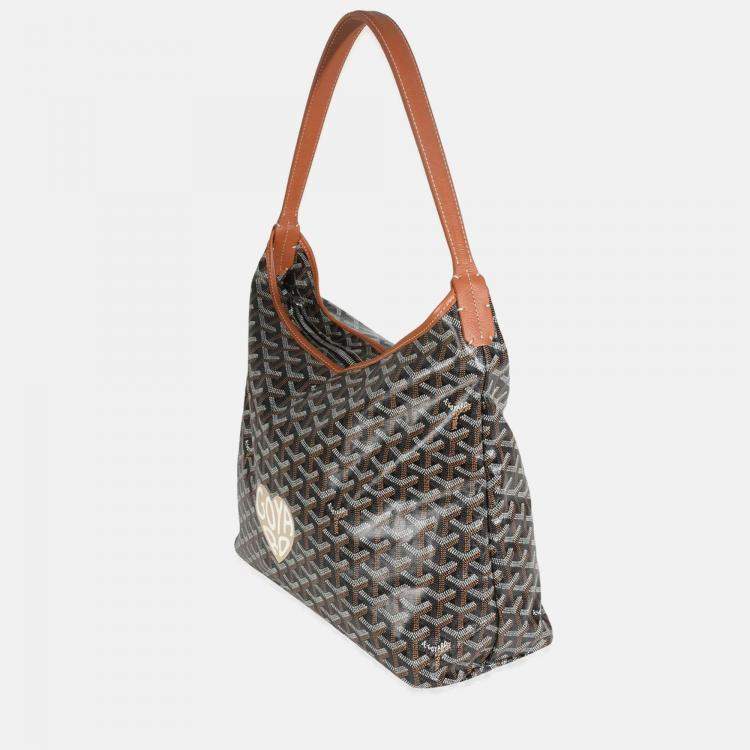Pre Owned Goyard Gold Black Goyardine Boheme Hobo