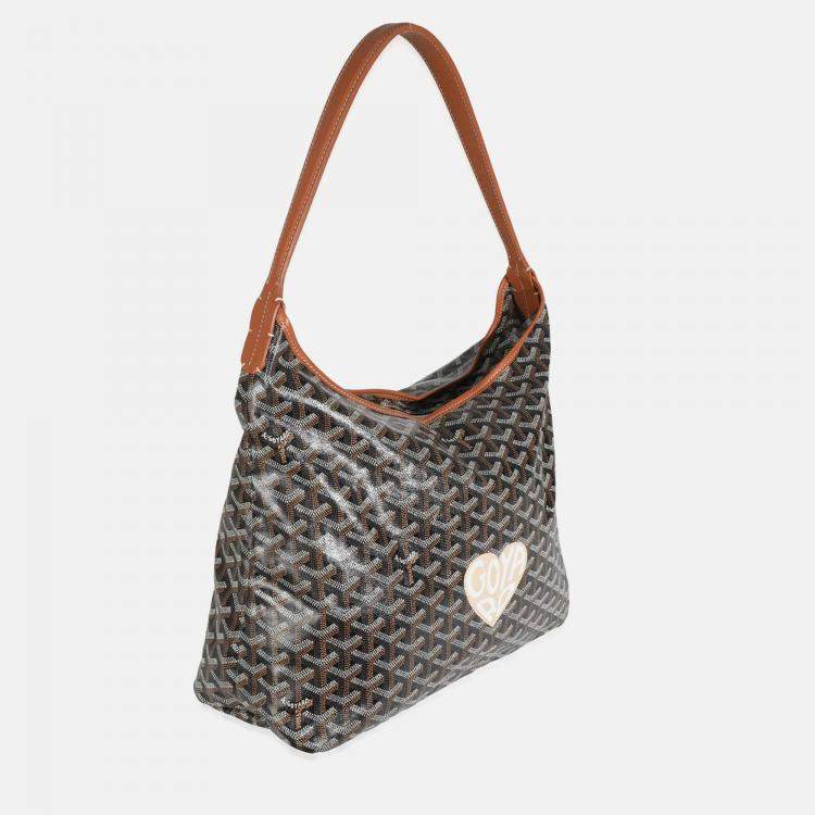 Pre Owned Goyard Gold Black Goyardine Boheme Hobo