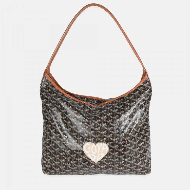 Pre Owned Goyard Gold Black Goyardine Boheme Hobo