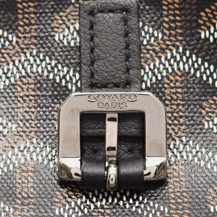 Pre Owned Goyard Capetien MM Black Multicolor Coated Canvas Leather Shoulder Bag