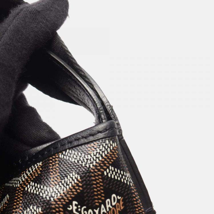 Pre Owned Goyard Capetien MM Black Multicolor Coated Canvas Leather Shoulder Bag