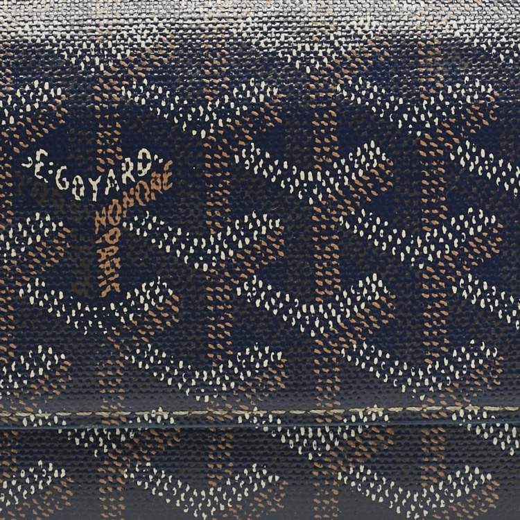 Pre Owned Goyard Navy Blue Goyardine Coated Canvas Varenne Continental Wallet