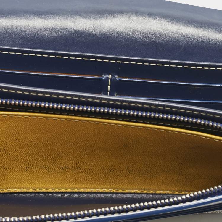 Pre Owned Goyard Navy Blue Goyardine Coated Canvas Varenne Continental Wallet