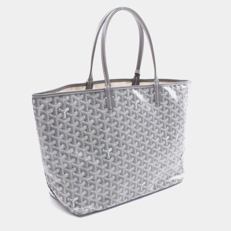 Pre Owned Goyard Saint Louis PM Grey White Coated Canvas Tote Bag