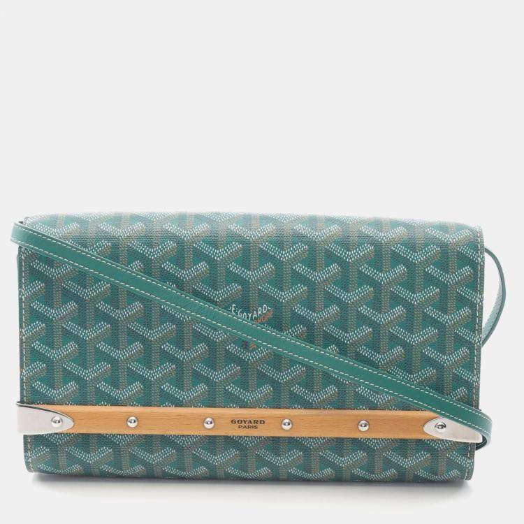 Pre Owned Goyard Monte Carlo PM Green Coated Canvas Shoulder Bag