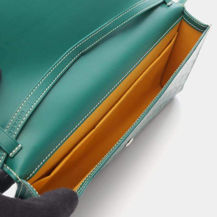 Pre Owned Goyard Monte Carlo PM Green Coated Canvas Shoulder Bag