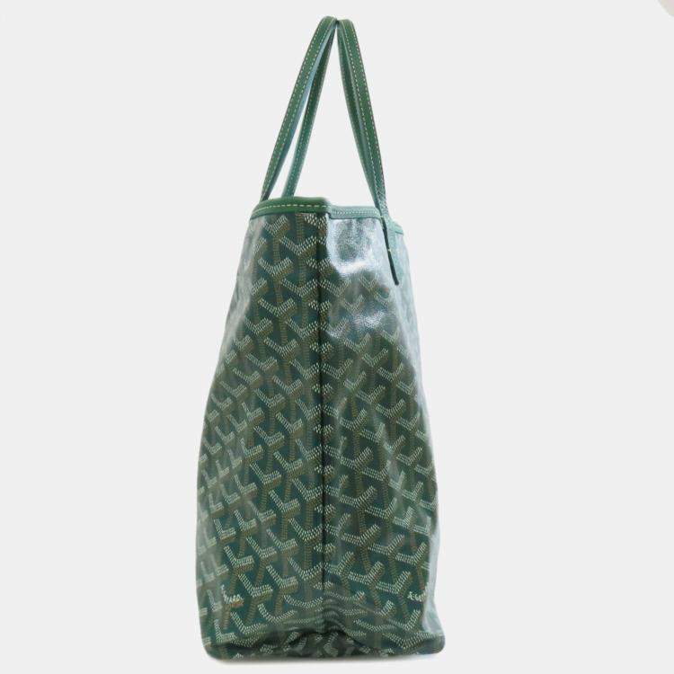 Pre Owned Goyard Saint Louis PM Green Coated Canvas Tote Bag