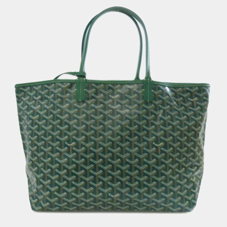 Pre Owned Goyard Saint Louis PM Green Coated Canvas Tote Bag