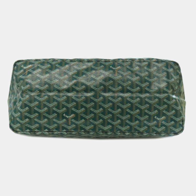 Pre Owned Goyard Saint Louis PM Green Coated Canvas Tote Bag