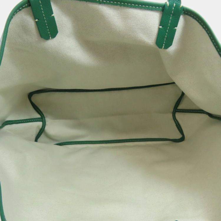 Pre Owned Goyard Saint Louis PM Green Coated Canvas Tote Bag
