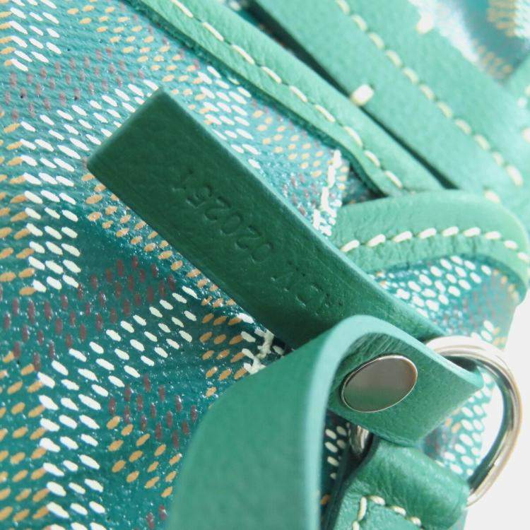 Pre Owned Goyard Saint Louis PM Green Coated Canvas Tote Bag