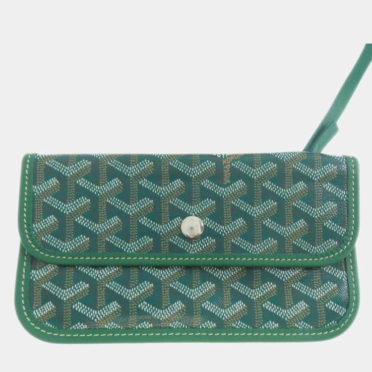 Pre Owned Goyard Saint Louis PM Green Coated Canvas Tote Bag