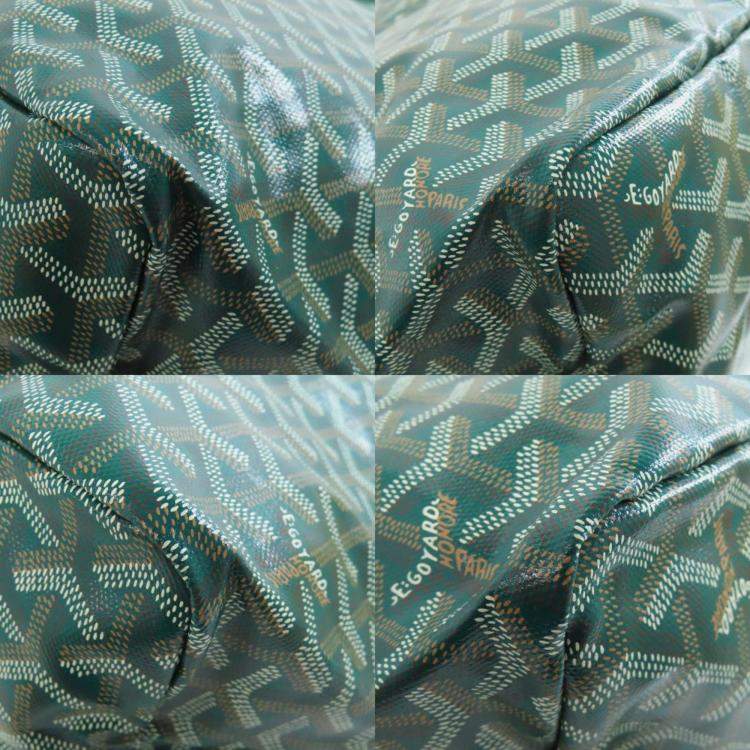 Pre Owned Goyard Saint Louis PM Green Coated Canvas Tote Bag