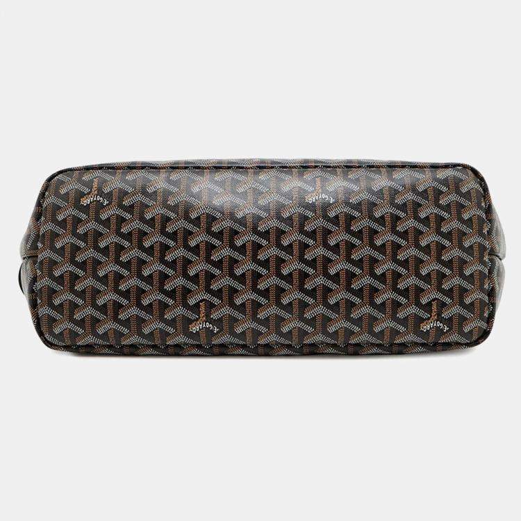 Pre Owned Goyard Chien GM Cyan Gris Black PVC Leather Tote Bag