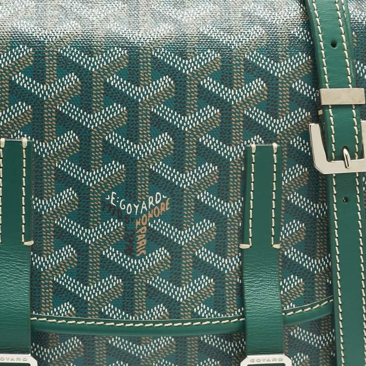 Pre Owned Goyard Green Goyardine Coated Canvas and Leather Belvedere PM Bag