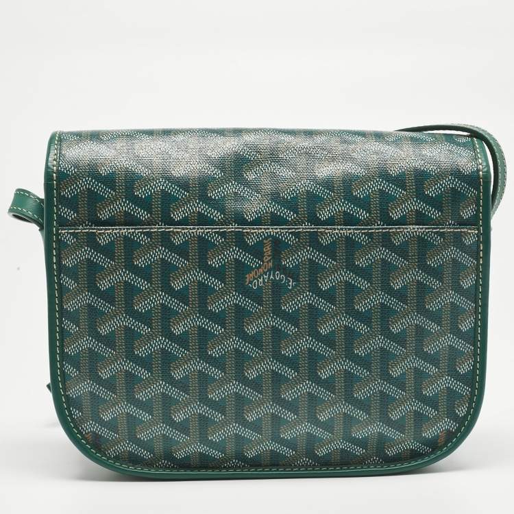 Pre Owned Goyard Green Goyardine Coated Canvas and Leather Belvedere PM Bag