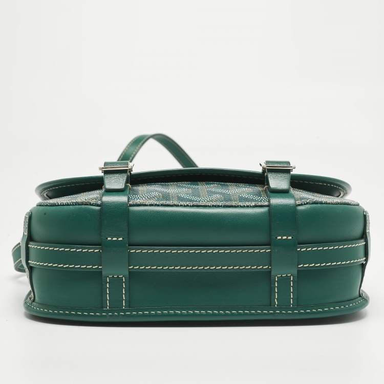 Pre Owned Goyard Green Goyardine Coated Canvas and Leather Belvedere PM Bag