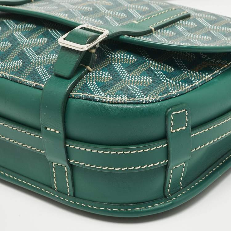 Pre Owned Goyard Green Goyardine Coated Canvas and Leather Belvedere PM Bag